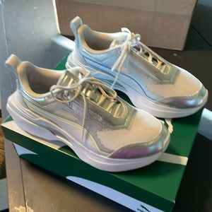 Women’s Puma Komsomol Rider Digital Dark Silver White Yellow platform 8.5 9 US